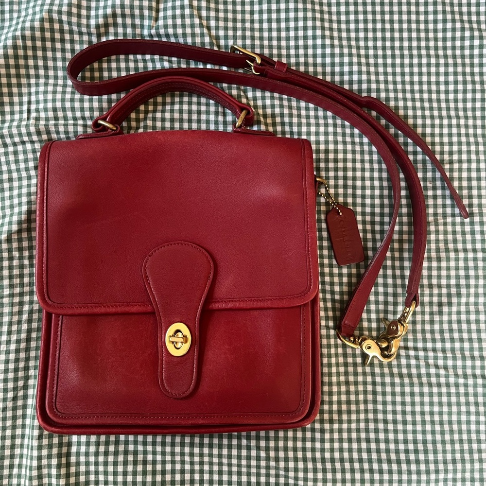 Vintage 2000's Red Coach Station Bag - See Description